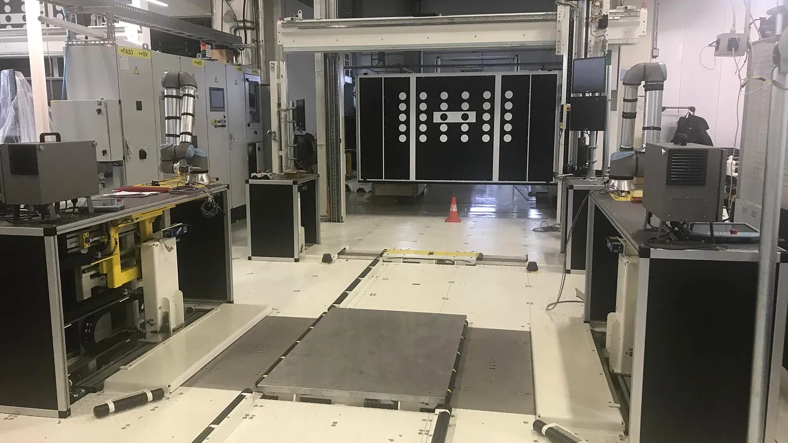 Automotive production line with installed cabling