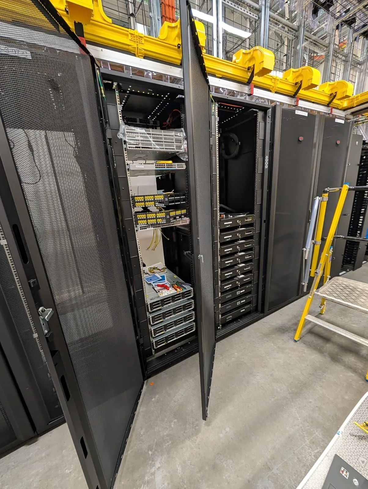 Server racks with structured cabling